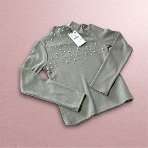 Zara top with pearls, NEW